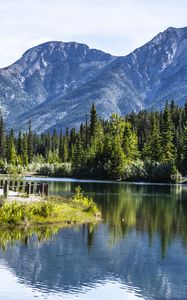 Preview wallpaper lake, mountains, landscape, trees, reflection