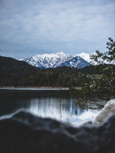 Preview wallpaper lake, mountains, landscape, snowy, eibsee, grainau, germany