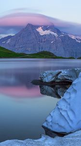 Preview wallpaper lake, mountains, landscape, nature, silence, blue