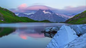 Preview wallpaper lake, mountains, landscape, nature, silence, blue