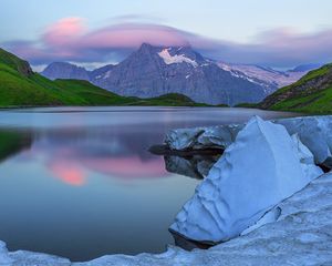 Preview wallpaper lake, mountains, landscape, nature, silence, blue