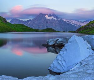 Preview wallpaper lake, mountains, landscape, nature, silence, blue