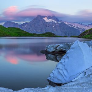 Preview wallpaper lake, mountains, landscape, nature, silence, blue