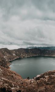 Preview wallpaper lake, mountains, landscape, pond, round