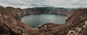 Preview wallpaper lake, mountains, landscape, pond, round