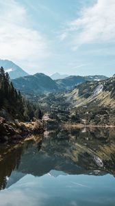 Preview wallpaper lake, mountains, landscape, water, reflection