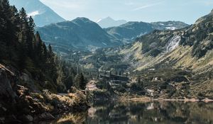 Preview wallpaper lake, mountains, landscape, water, reflection