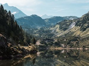 Preview wallpaper lake, mountains, landscape, water, reflection