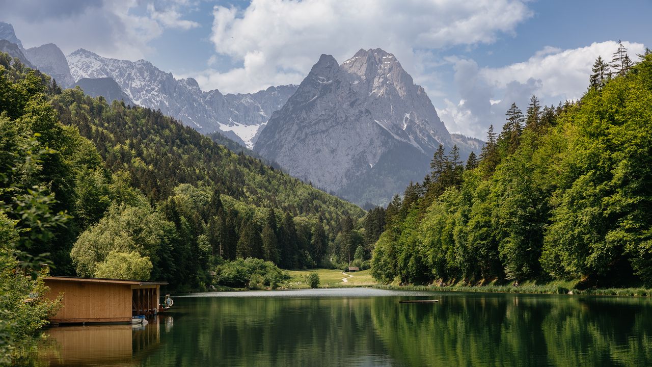 Wallpaper lake, mountains, landscape, trees, nature