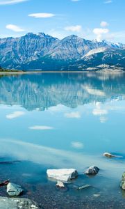Preview wallpaper lake, mountains, landscape, reflection, blue