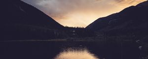Preview wallpaper lake, mountains, landscape, nature, evening