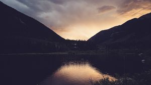 Preview wallpaper lake, mountains, landscape, nature, evening