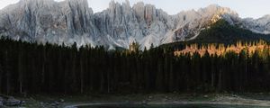 Preview wallpaper lake, mountains, man, alone, nature