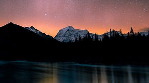 Preview wallpaper lake, mountains, night, starry sky, dark, landscape