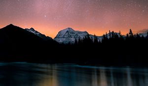 Preview wallpaper lake, mountains, night, starry sky, dark, landscape