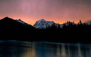 Preview wallpaper lake, mountains, night, starry sky, dark, landscape