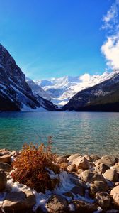 Preview wallpaper lake, mountains, peaks, stones, snowy