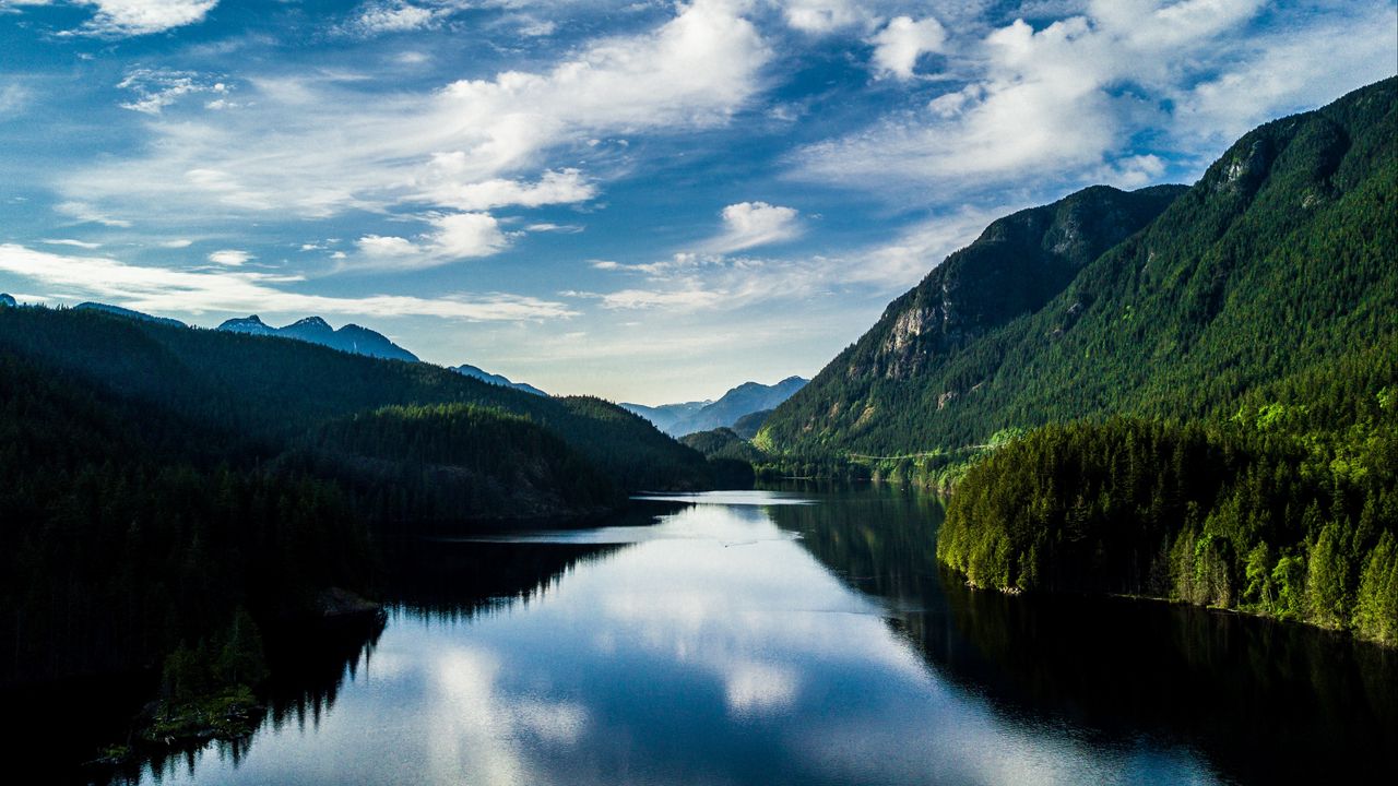 Wallpaper lake, mountains, reflection, summer