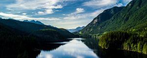 Preview wallpaper lake, mountains, reflection, summer