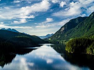 Preview wallpaper lake, mountains, reflection, summer
