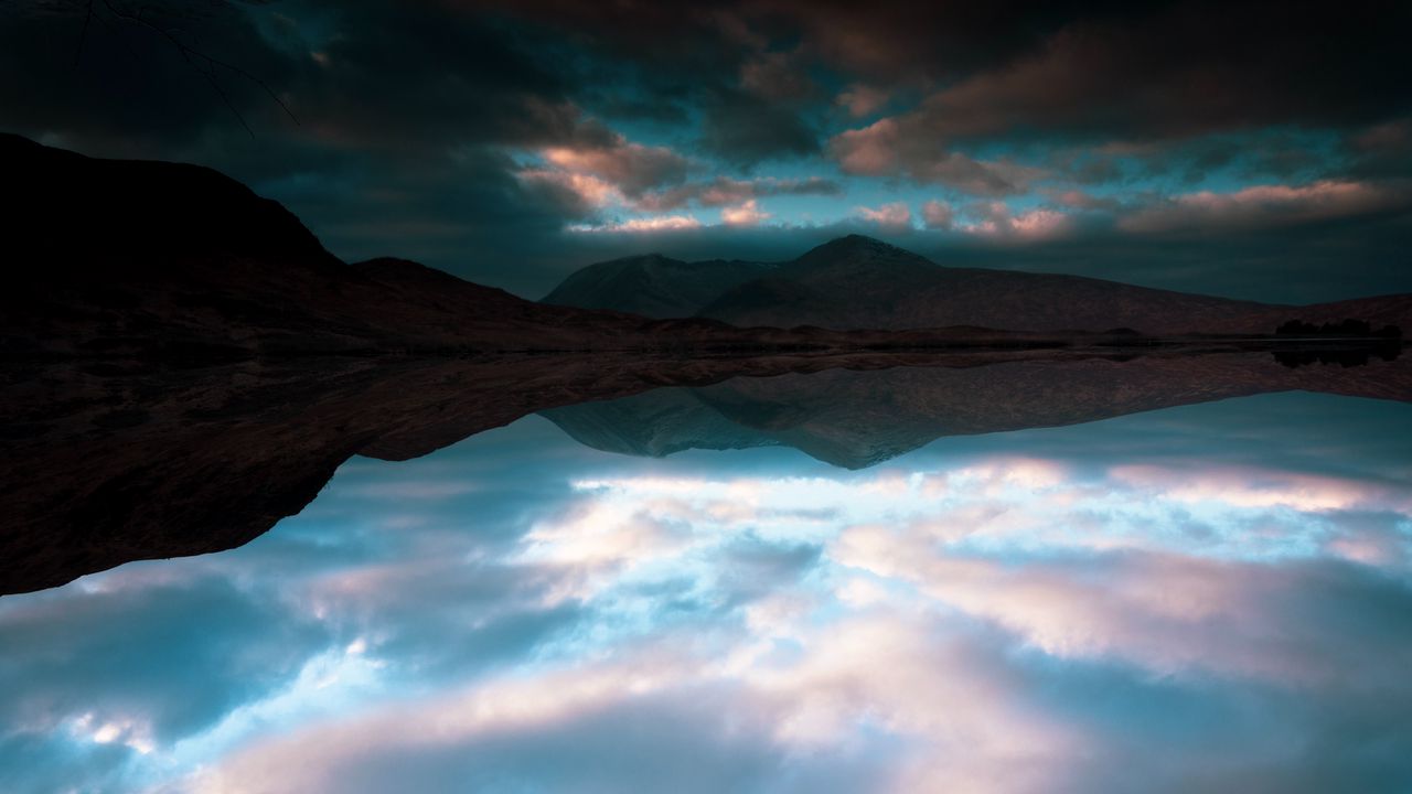 Wallpaper lake, mountains, reflection, clouds, landscape