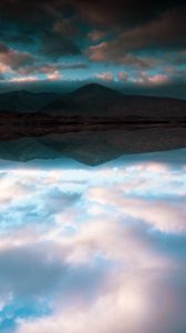 Preview wallpaper lake, mountains, reflection, clouds, landscape