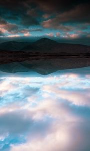 Preview wallpaper lake, mountains, reflection, clouds, landscape