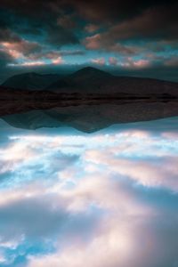 Preview wallpaper lake, mountains, reflection, clouds, landscape