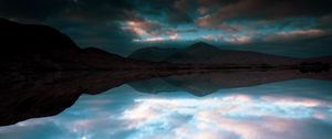 Preview wallpaper lake, mountains, reflection, clouds, landscape