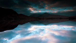 Preview wallpaper lake, mountains, reflection, clouds, landscape