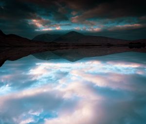 Preview wallpaper lake, mountains, reflection, clouds, landscape