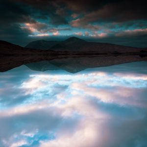 Preview wallpaper lake, mountains, reflection, clouds, landscape