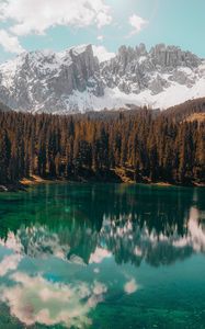 Preview wallpaper lake, mountains, reflection, trees, landscape, sky