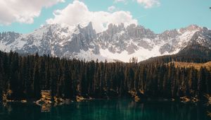 Preview wallpaper lake, mountains, reflection, sky, clouds