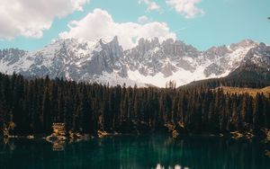 Preview wallpaper lake, mountains, reflection, sky, clouds