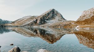 Preview wallpaper lake, mountains, rocks, stones, water