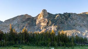 Preview wallpaper lake, mountains, rocks, trees, spruce