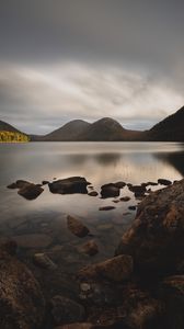 Preview wallpaper lake, mountains, rocks, stones, water, landscape