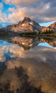 Preview wallpaper lake, mountains, rocks, sky, reflection