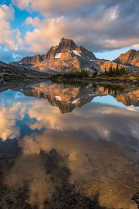 Preview wallpaper lake, mountains, rocks, sky, reflection