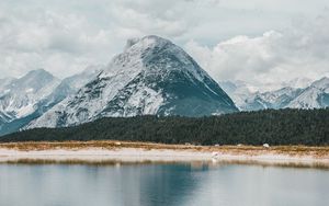 Preview wallpaper lake, mountains, shore, forest, landscape