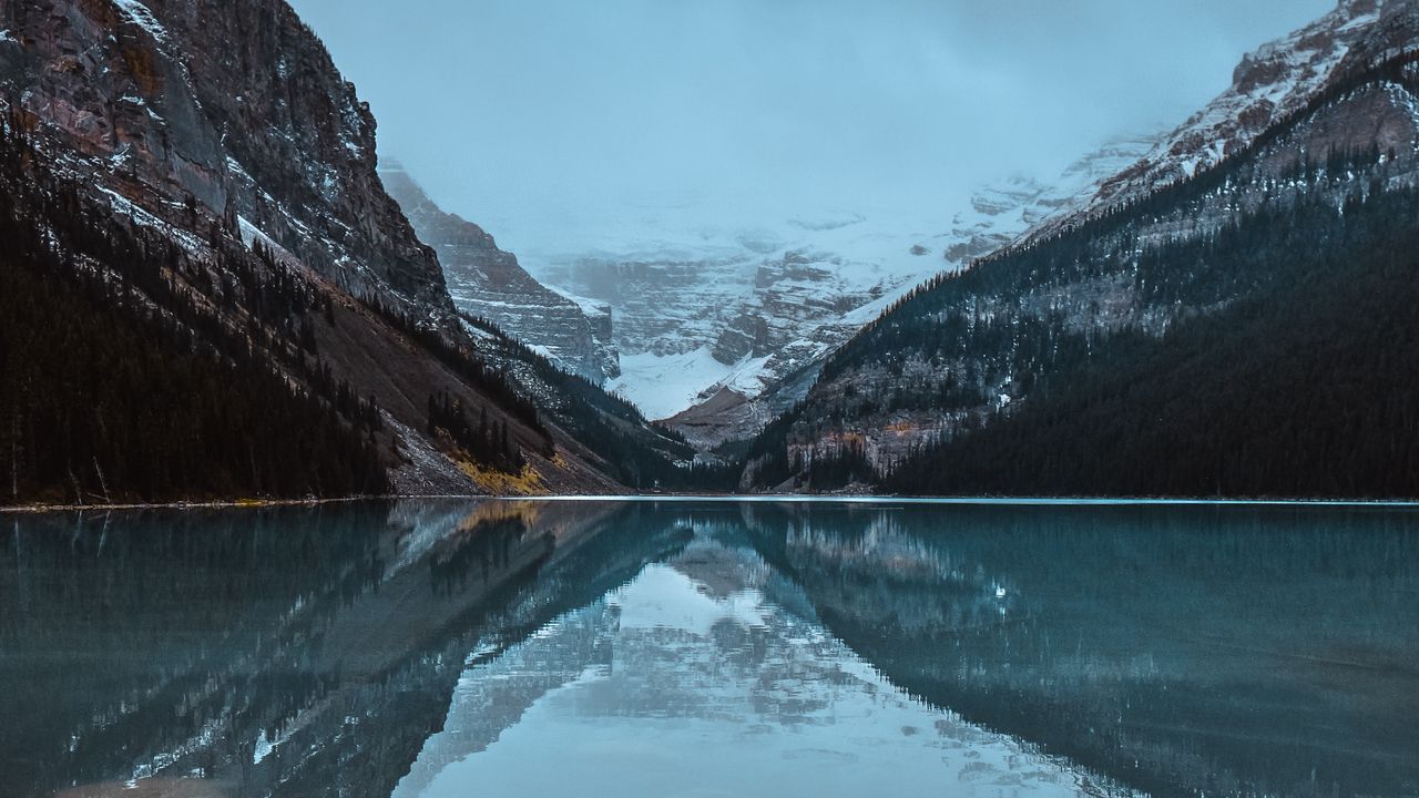 Wallpaper lake, mountains, shore, water, reflection
