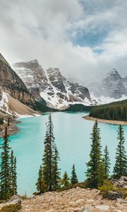 Preview wallpaper lake, mountains, shore, forest, landscape, valley