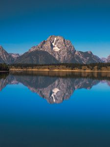 Preview wallpaper lake, mountains, shore, water, reflection, tranquility