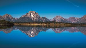 Preview wallpaper lake, mountains, shore, water, reflection, tranquility