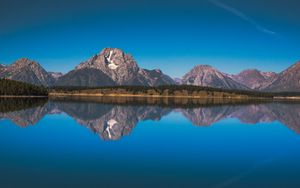 Preview wallpaper lake, mountains, shore, water, reflection, tranquility