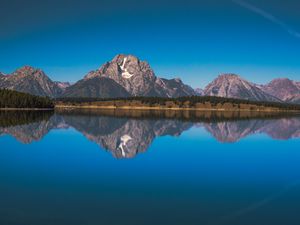 Preview wallpaper lake, mountains, shore, water, reflection, tranquility