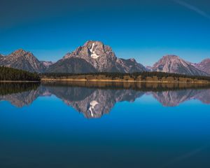 Preview wallpaper lake, mountains, shore, water, reflection, tranquility