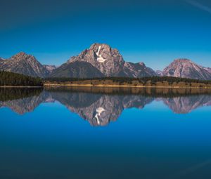 Preview wallpaper lake, mountains, shore, water, reflection, tranquility