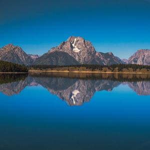 Preview wallpaper lake, mountains, shore, water, reflection, tranquility